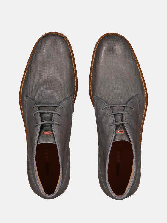 emilio adani Herren Lederschuh im Mid-Cut-Design Hellgrau 33040