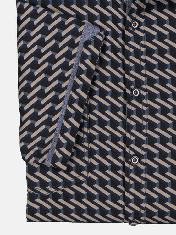 engbers Herren Kurzarm-Hemd gemustert Blau 35206