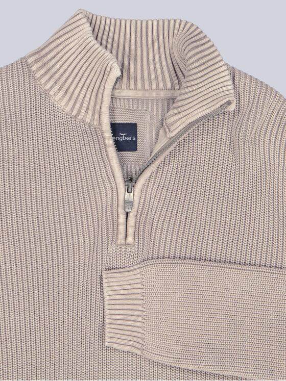 engbers Herren Pullover mit Rippstruktur Beige 39543