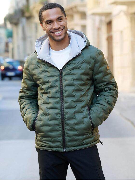 emilio adani Herren Wendejacke mit Kapuze Silbergrau 39285