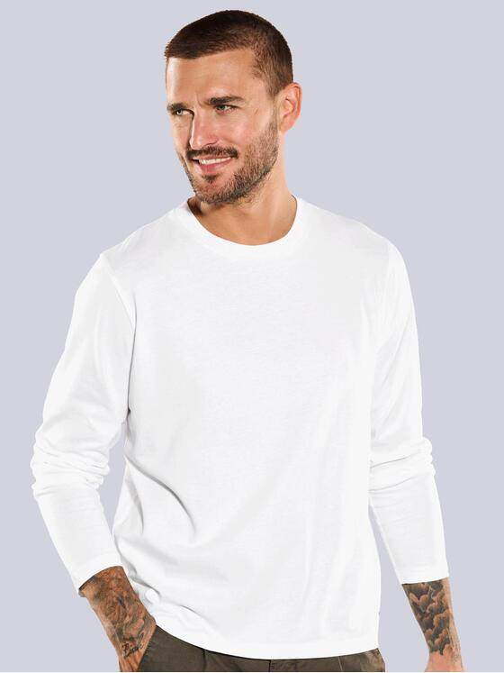 emilio adani Herren Langarm-Shirt uni Weiß 35627