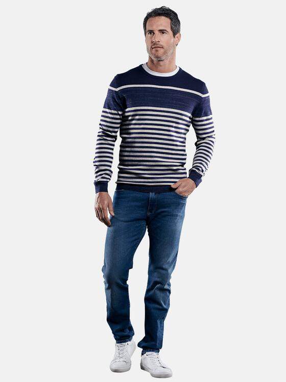 engbers Herren Gestreifter Pullover Marineblau 29606