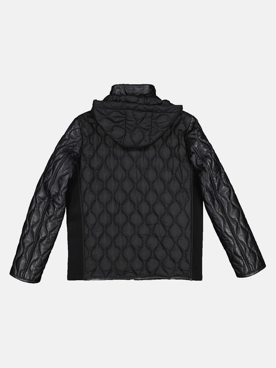 emilio adani Herren Lederjacke mit neuer Steppvariante Schwarz 33317