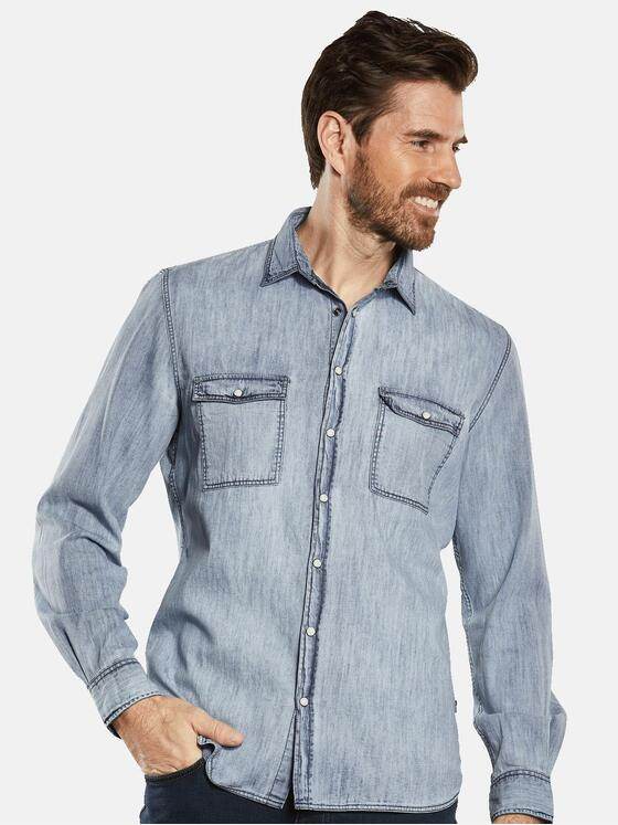 engbers Herren Langarm-Hemd uni Blau 34475