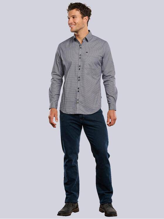 engbers Herren Langarm-Hemd gemustert Saphirblau 34029