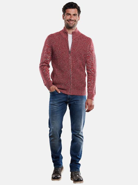 engbers Herren Strickjacke mit Zopfmuster Rot 31870
