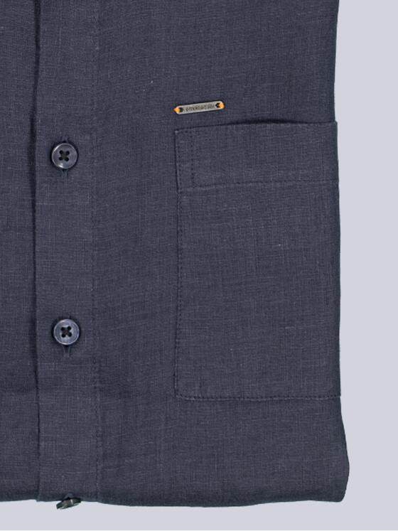 emilio adani Herren Kurzarm-Hemd aus Leinen Blau 38594