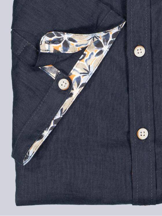 engbers Herren Kurzarm-Hemd aus Leinen Saphirblau 38362