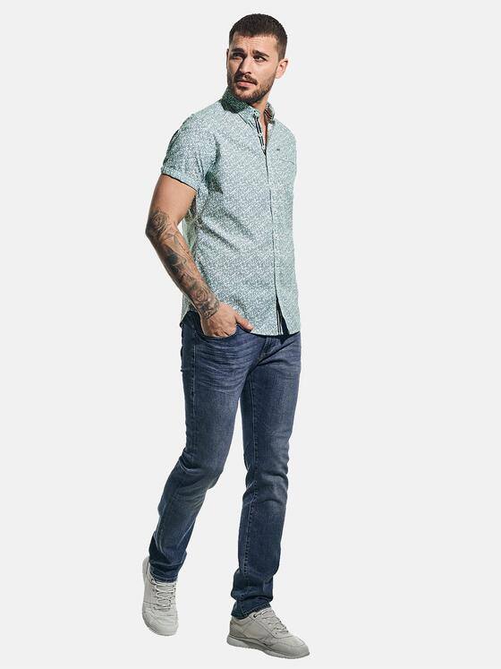 emilio adani Herren Hemd mit sommerlichem All-Over-Print Türkis 31239