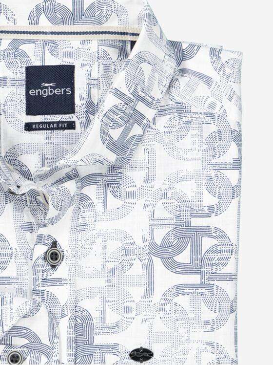 engbers Herren Langarm-Hemd gemustert Blau 37331