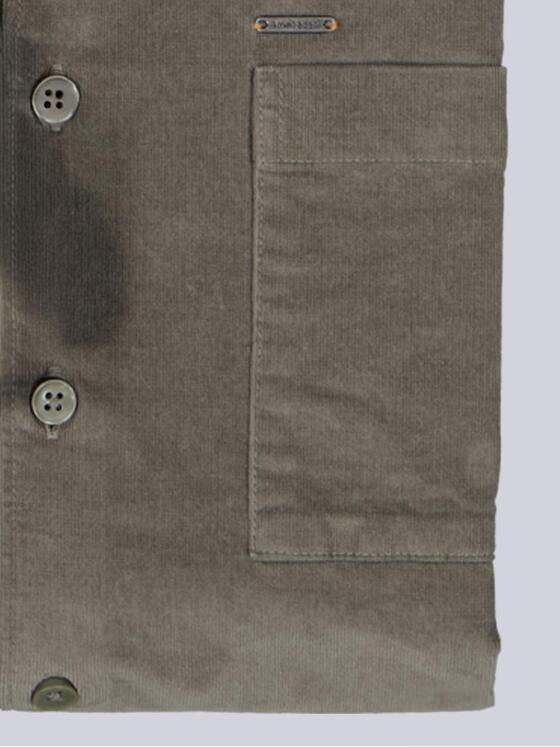 emilio adani Herren Langarm-Hemd aus Babycord Oliv 39483