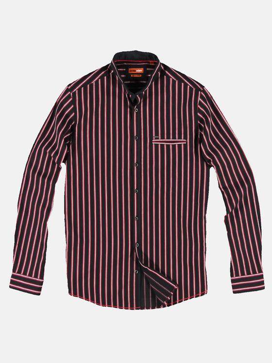 emilio adani Herren Gestreiftes Langarmhemd Rot 30842