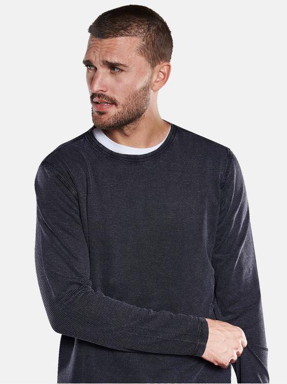 emilio adani Herren Langarm-Shirt strukturiert Schwarz 33424