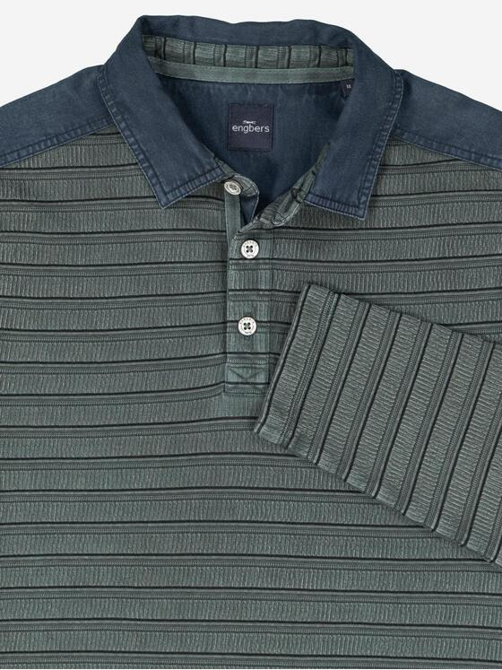 engbers Herren Langarm-Shirt mit Polo-Kragen Türkis 37297