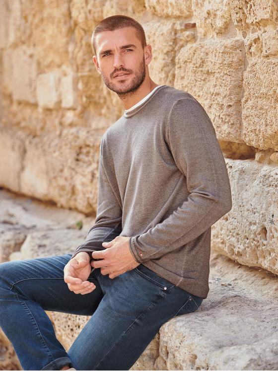 emilio adani Herren Pullover uni Beige 36142