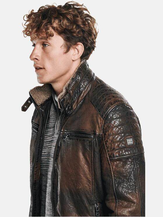 engbers Herren Lederjacke mit Kunstpelz Braun 30162