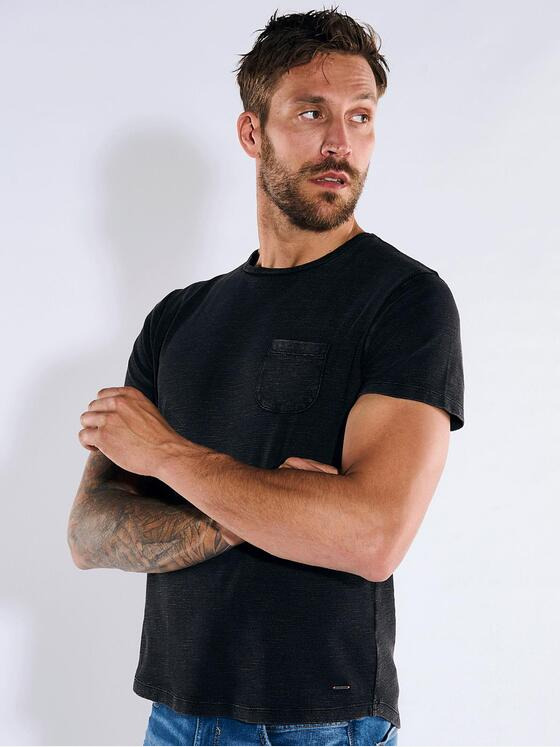 emilio adani Herren T-Shirt strukturiert Schwarz 36340