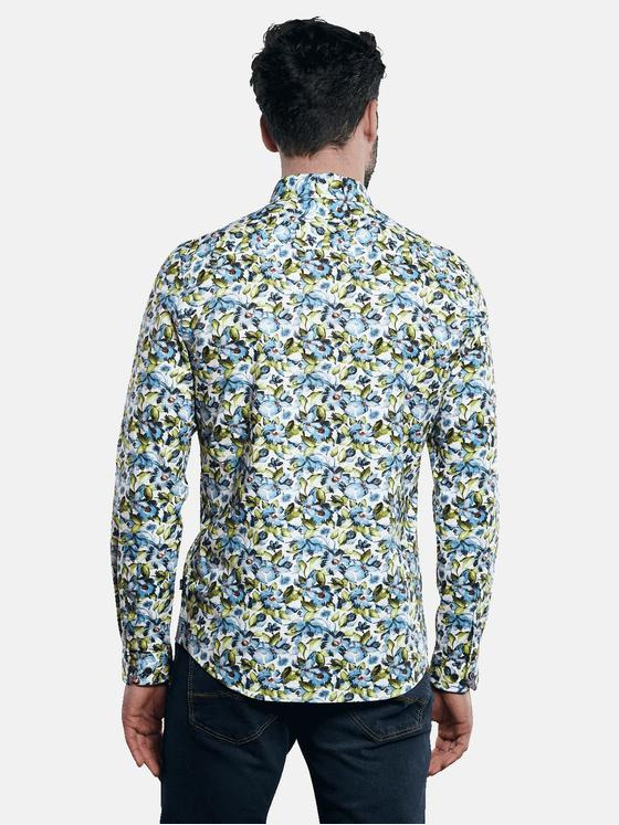 engbers Herren Hemd mit floralem All-Over Print Gruen 31294