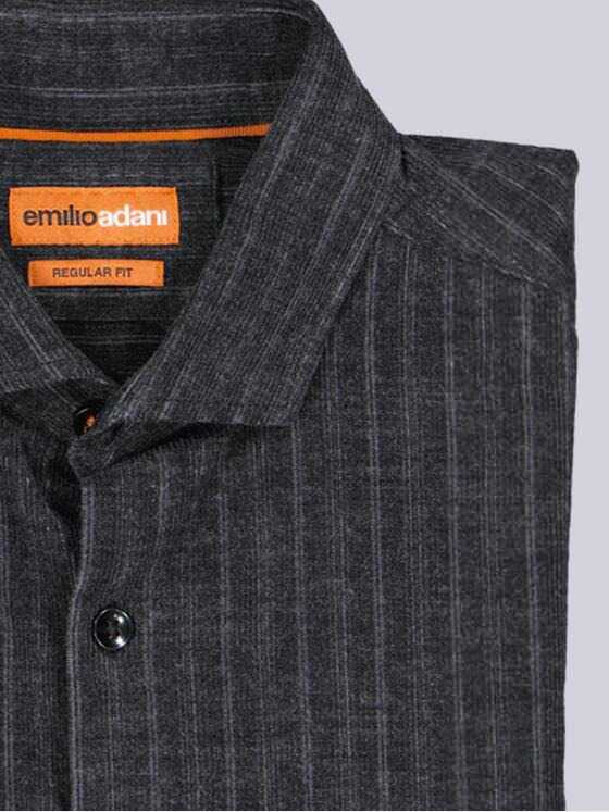 emilio adani Herren Langarm-Hemd gemustert Anthrazit 39441