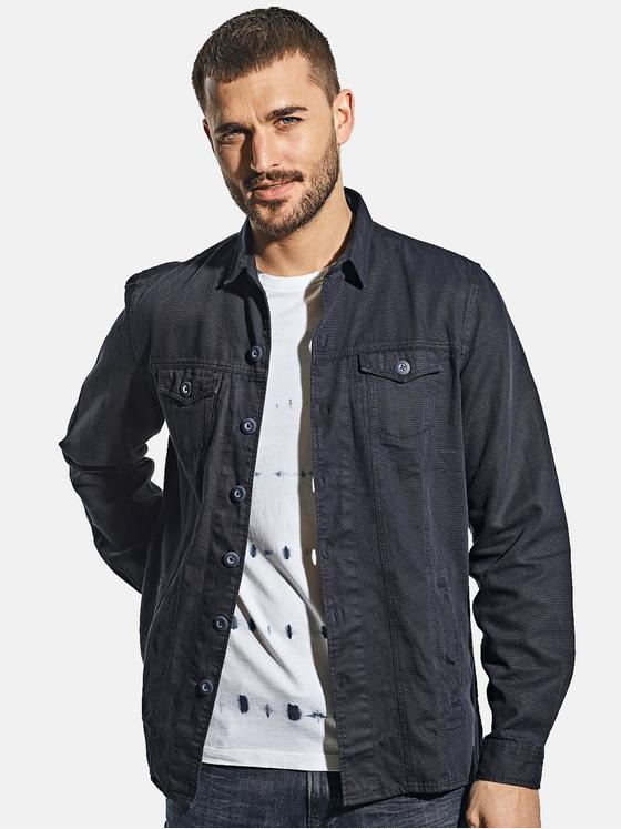 emilio adani Herren Overshirt in Canvas-Qualität Blau 31152