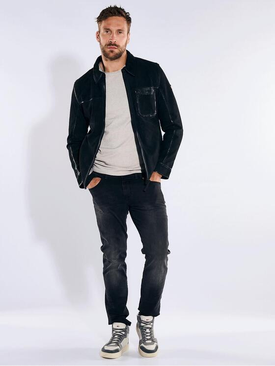 emilio adani Herren Lederjacke slim fit Schwarz 36199