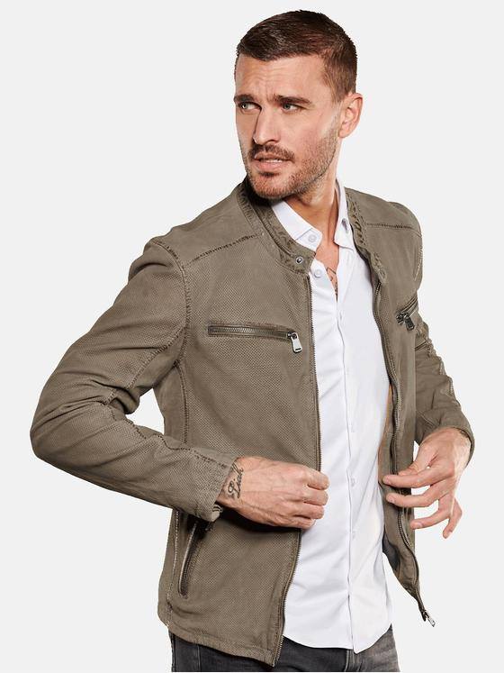 emilio adani Herren Lederjacke slim fit Beige 34454