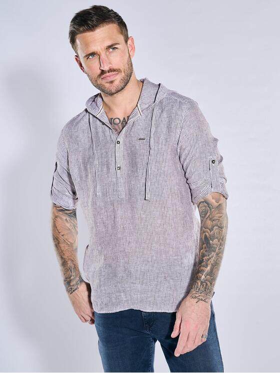 emilio adani Herren Langarm-Hemd mit Kapuze Braun 38588