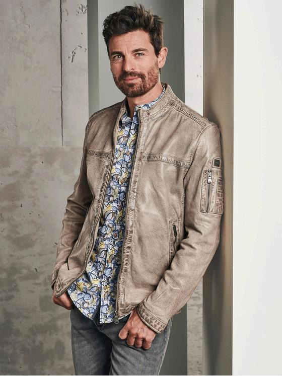 engbers Herren Lederjacke Bikerstyle Sand 32183