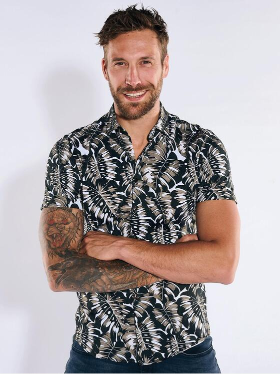emilio adani Herren Kurzarm-Hemd gemustert Braun 36223