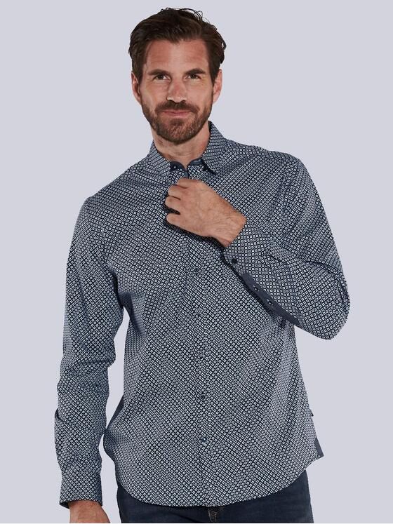engbers Herren Langarm-Hemd gemustert Mittelblau 36086