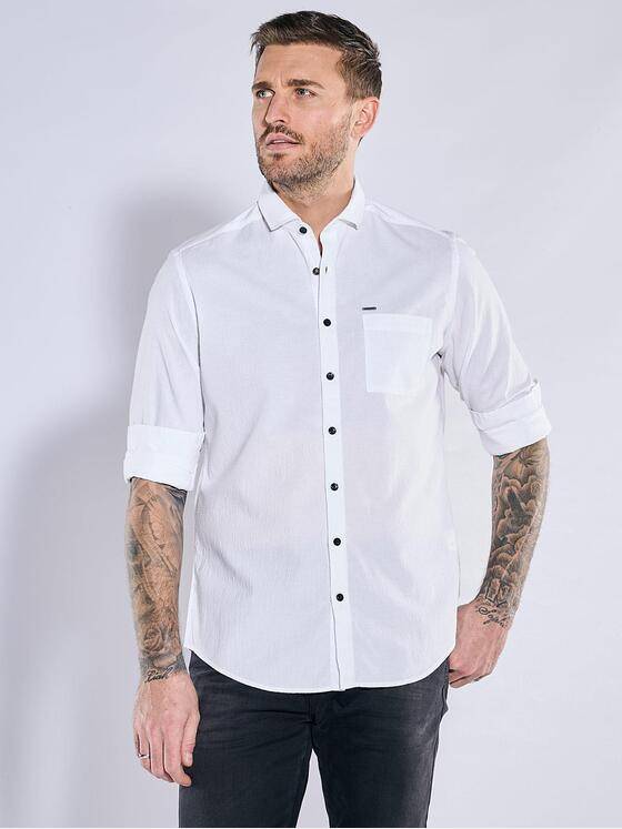 emilio adani Herren Hemd uni Weiß 38592