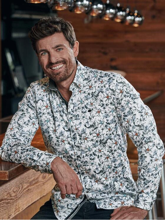 engbers Herren Langarm-Hemd All-Over-Print Anthrazit 32467