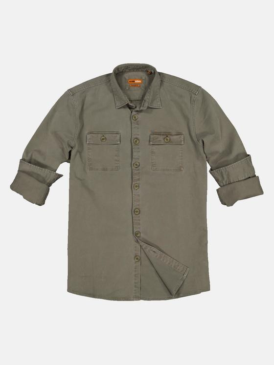 emilio adani Herren Overshirt mit Comfort-Stretch Grün 32617