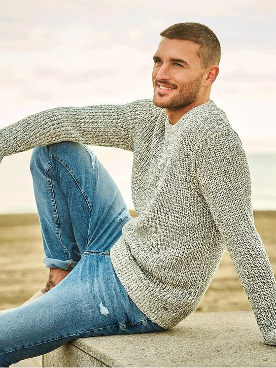 emilio adani Herren Pullover meliert Blau 34348