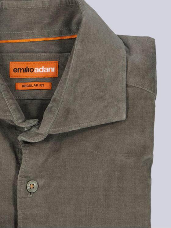 emilio adani Herren Langarm-Hemd aus Babycord Oliv 39483