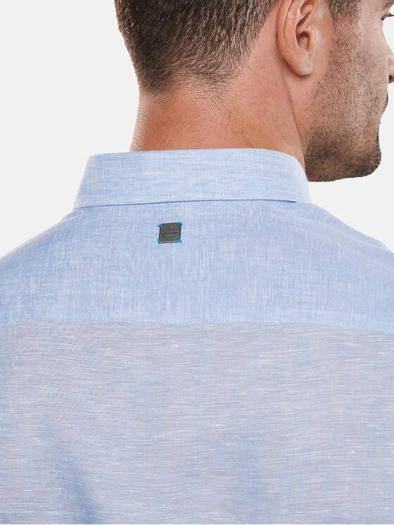 ENGBERS GERMANY Herren Button-Down-Hemd aus Leinengewebe Hellblau 31517