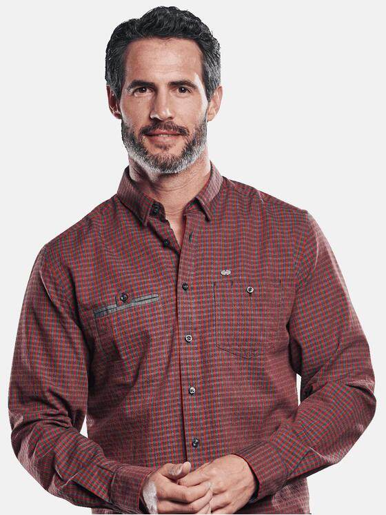 engbers Herren Karohemd in Twill-Warenqualität Tomatenrot 30828