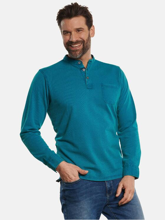 engbers Herren Henley-Shirt mit feiner Struktur Türkis 32784