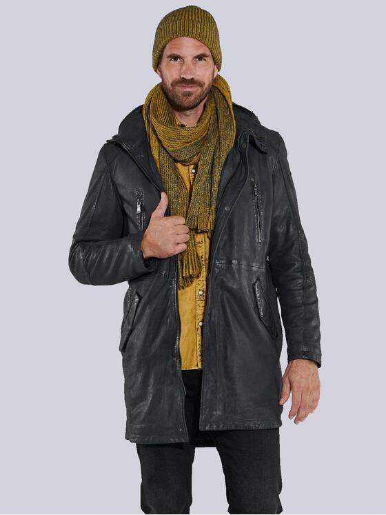 engbers Herren Lederjacke mit abnehmbarer Kapuze Grau 35442