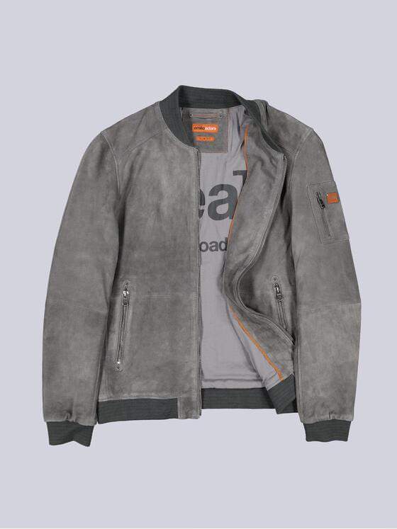 emilio adani Herren Lederjacke slim fit Grau 38290