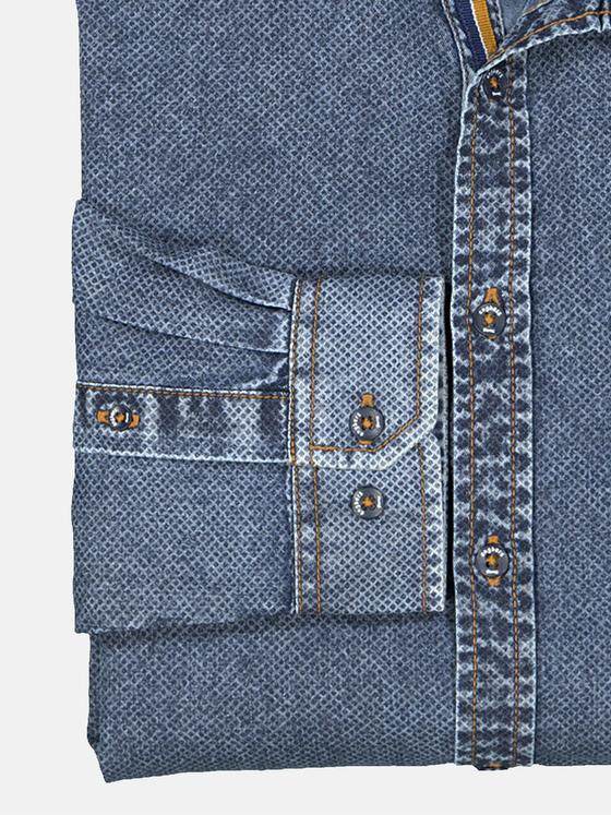 engbers Herren Langarm-Hemd in Denim-Optik Blau 35326