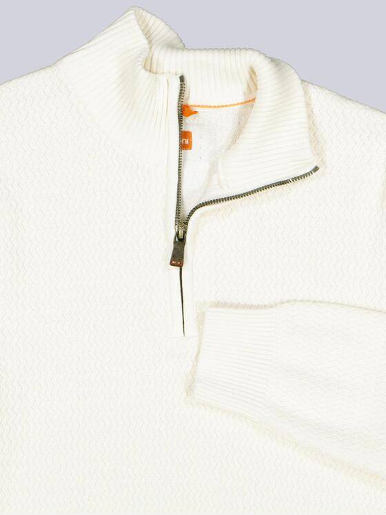 emilio adani Herren Strickpullover mit Stehkragen Naturweiss 40070