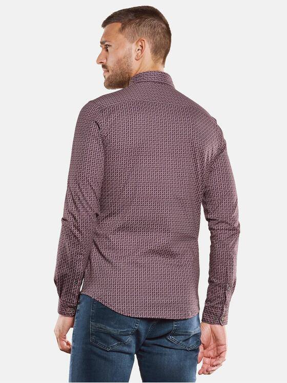 emilio adani Herren Langarm-Hemd mit All-Over-Print Rot 33341