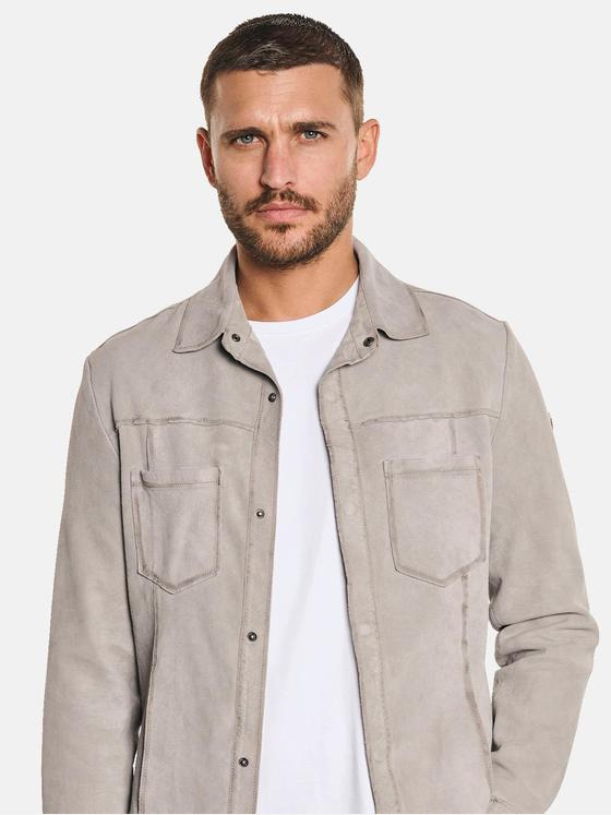 emilio adani Herren Lederhemd Weiß 32572