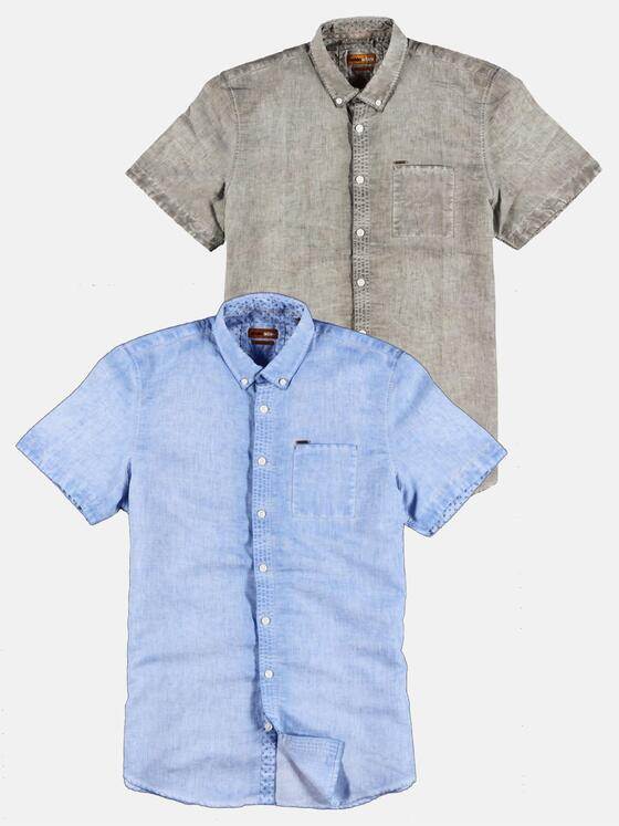 emilio adani Herren Halb-Leinen Hemd mit dezenten Kontrastdetails Beige 29775