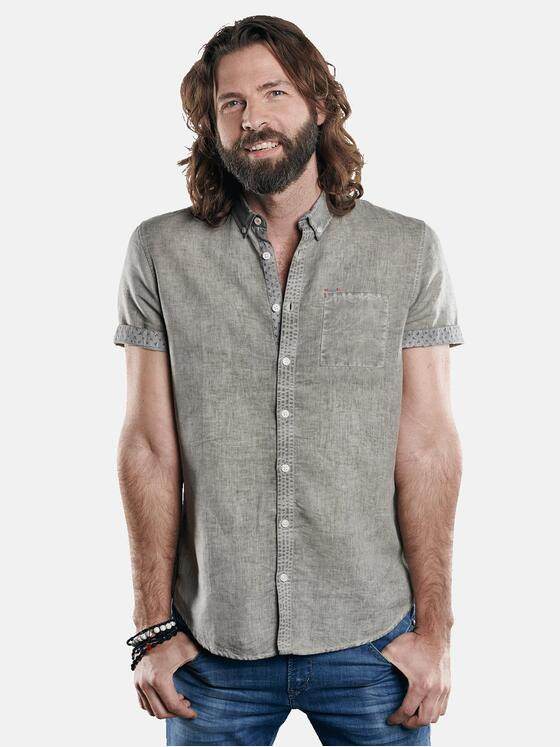 emilio adani Herren Halb-Leinen Hemd mit dezenten Kontrastdetails Beige 29775