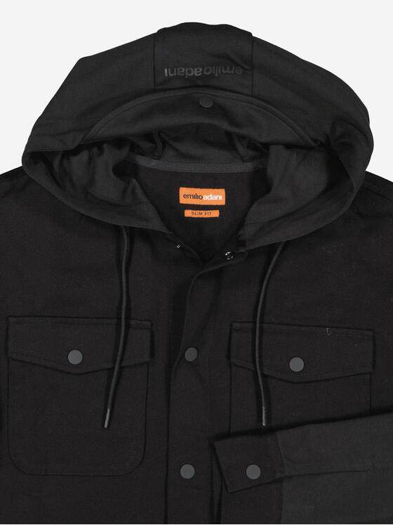 emilio adani Herren Sweatjacke mit Brusttaschen Schwarz 38027