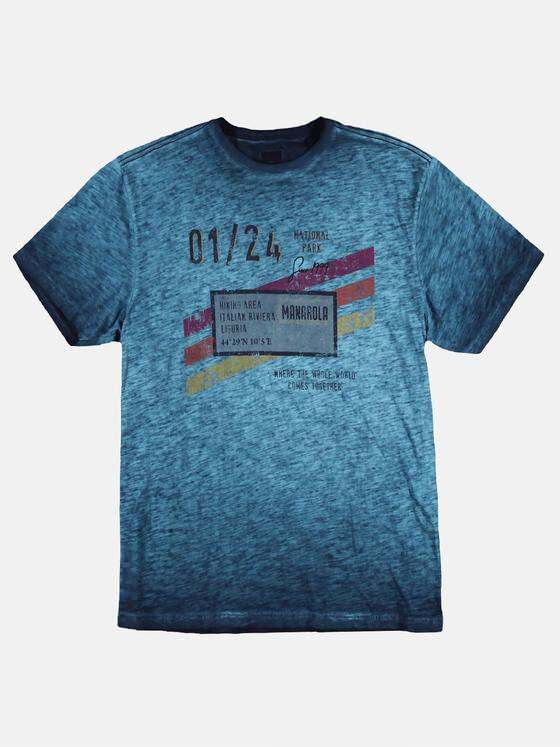 engbers Herren Modisches Print-Shirt Petrolblau 29224