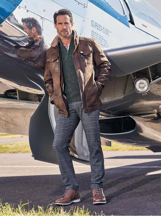 engbers Herren Karierte Chino Dunkelgrau 30257