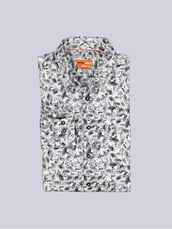 emilio adani Herren Langarm-Hemd gemustert Anthrazit 39633